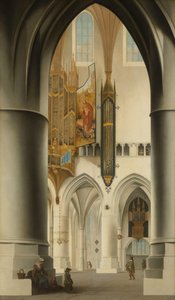 Interiør af St. Bavo-kirken i Haarlem Interiør af St Bavokerk i Haarlem, set fra det sydlige ambulatorium, ser på tværs af koret til det nordlige ambulatorium og det store orgel