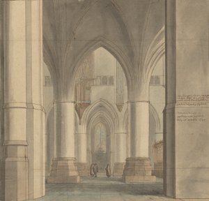 Koret og det nordlige ambulatorium i Sankt Bavo-kirken i Haarlem af Pieter Jansz. Saenredam