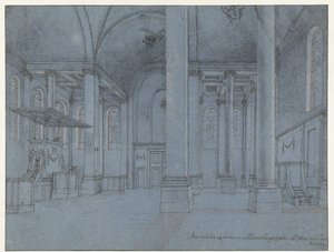 Udsigt over det indre af Nieuwe Kerk, Haarlem, set fra den østlige ende af nordgangen, der ser mod vest af Pieter Jansz Saenredam