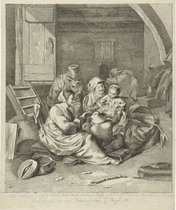 Interiør hos en bondefamilie af Pieter Leonard Delfos