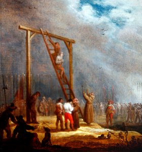 En henrettelse ved en galge (olie på panel)