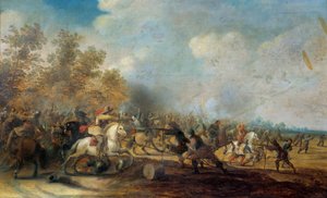 Cavalry Charge-maleri af Pieter Meulener (1602-1654)