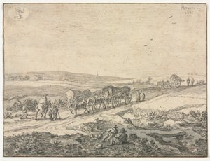 august: Landskab med vogne