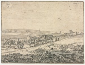 august: Landskab med vogne, c.1655.