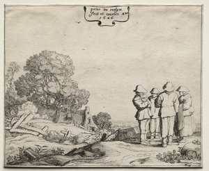 Landskab med fire bønder i samtale, 1626.