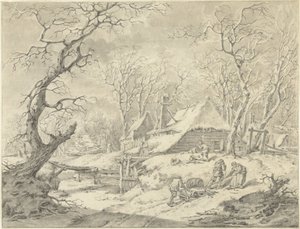 Vinterlandskab med gård af Pieter Pietersz. Barbiers
