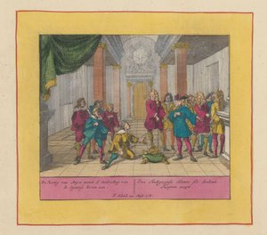 Hertug Filip af Anjou accepterer den spanske krone, 1700 Hertugen af ​​Anjou accepterer tilbuddet fra den spanske krone (...) (titel på objekt) Krigens teater, begyndelsen af ​​kong Charles II. Indtil kong Charles III. Eksisterende i IX