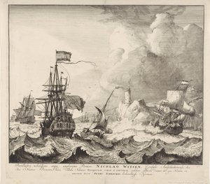 Skibe i storm af Pieter Schenk (I)