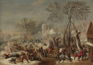 Sækken af en landsby af Pieter Snayers