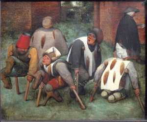 Tiggerne eller Krøblingerne - olie på træ af Pieter Bruegel the Elder