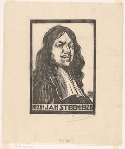 Portræt af Jan Steen (titel på objekt) af Pieter Willem van Baarsel (signed by artist)