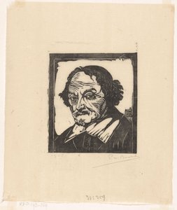 Portræt af Joost van den Vondel af Pieter Willem van Baarsel (signed by artist)