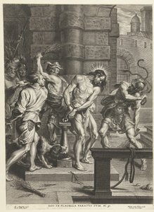 Afbrænding af Kristus af soldater Ego i flagella paratus sum (titel på objekt) af Pieter de Bailliu (I)