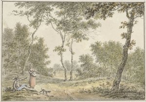 Skovlandskab med nogle figurer af Pieter de Goeje