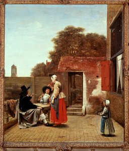 En hollandsk gårdsplads (maleri på lærred) af Pieter de Hooch
