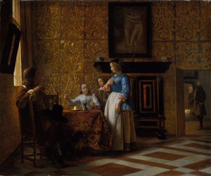 Fritid i elegante omgivelser, ca. 1663-65 (olie på lærred) af Pieter de Hooch