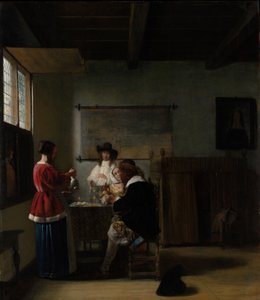 Besøget, ca. 1657 (olie på træ) af Pieter de Hooch