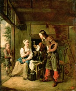 Kriger og tjener, 1653 af Pieter de Hooch