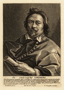 Portræt af Jacques Jordaens, flamsk maler, tegner og gobelindesigner kendt for sine historiske malerier, genrescener og portrætter af Pieter de II Jode