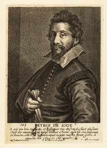 Portræt af Pieter de Jode den Ældre, flamsk grafiker, tegner, forlægger og maler af Pieter de II Jode