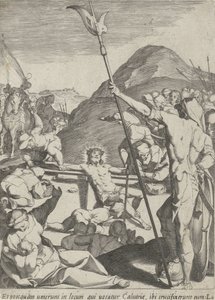 Kristus er naglet til korset Passion of Christ (serietitel) Passionis et resurrectionis (serietitel) af Pieter de Jode (I)