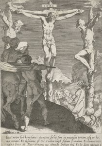 Kruisiging van Christus Passie van Christus (serietitel) Passion and Resurrection (serietitel) af Pieter de Jode (I)