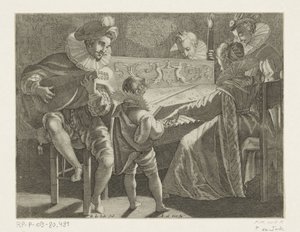 Selskab, der laver musik ved fakkel, ca. 1600
