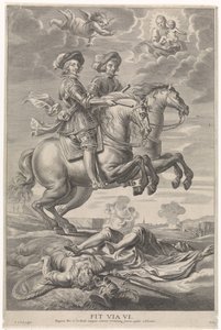 Ferdinand af Østrig med Ferdinand, konge af Bøhmen og Ungarn, til hest ved sejren ved Nördlingen Kardinal-Spædbarnets glædelige indtræden i Gent, 1635 (serietitel)