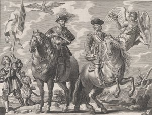 Plade 20: Charles V og Ferdinand til hest, fra William Becanus 