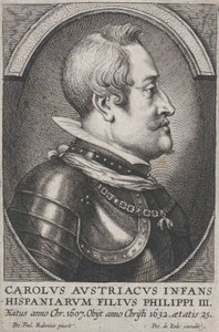 Portræt af Karl af Østrig, Infante af Spanien, i profil til højre, ca. 1650.