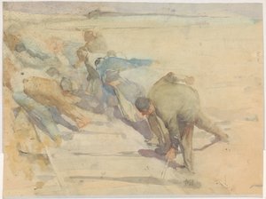 Arbejdere brækker skinner op af Pieter de Josselin