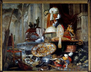Allegori om verdens forfængelige. Maleri af Pieter Boel (1622-1674) Ec. Flam.