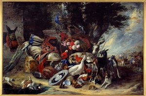 Dyr og redskaber sagde også Jakobs afgang til Mesopotamien-maleriet af Pieter Boel (1622-1674)