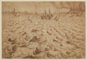 En storm på floden Schelde med udsigt over Antwerpen, 1562 - 1563 af Pieter Bruegel the Elder