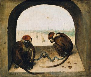 To lænkede aber af Pieter Bruegel the Elder