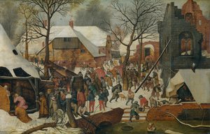 De hellige tre kongers tilbedelse i sneen (olie) af Pieter the Younger Brueghel