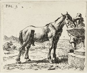 Drikkende hest af Pieter van Laer