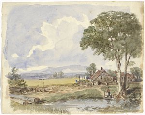 Landskab med gård