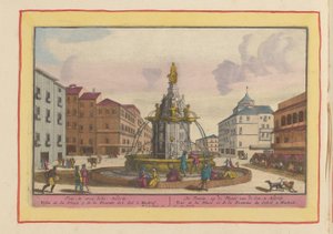 Springvand på Plaza Puerta del Sol i Madrid Fontænen, på Sønnens sted, i Madrid (titel på objektet) Theatrum Hispaniae (...) (serietitel)