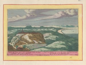Udsigt over Vejer de la Frontera Vegel, et citadel ikke langt fra Cadix, stirrede på Gibraltarstrædet og de afrikanske kyster (titel på objektet) Theatrum Hispaniae (...) (serietitel) af Pieter van den Berge