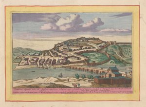 Udsigt over den portugisiske by Coimbra Coimbra, eller Coimbra, en by i Portugal, på Monda (titel på objekt) Theatrum Hispaniae (...) (serietitel) af Pieter van den Berge