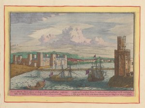 Udsigt over Torre del Oro og forstaden Triana nær Sevilla Gesigt af forstaden Triane, Gulden Tooren og Broen over Guadalquivir (titel på objekt) Theatrum Hispaniae (...) (serietitel)