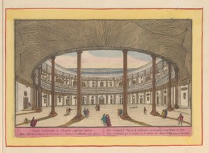 Udsigt over gården til Charles V-paladset i Granada Det kongelige palads i Alhambre, Granat; at se indefra (titel på objekt) Theatrum Hispaniae (...) (serietitel)