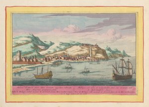 Udsigt over byen Málaga ved Middelhavet Mallaga, en gammel og befæstet by Granade, ved Middelhavet (titel på objektet) Theatrum Hispaniae (...) (serietitel)