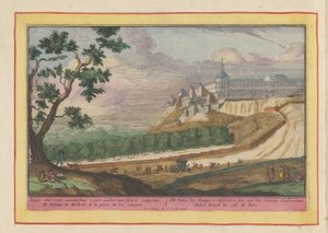 Udsigt over det kongelige palads i Madrid Kongens Palads i Madrid, set fra floden Guadarrama (titel på objektet) Theatrum Hispaniae (...) (serietitel) af Pieter van den Berge