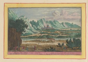 Landskab med Escorial Gesigt af hele Escurial, langvejs fra (titel på objekt) Theatrum Hispaniae (...) (serietitel) af Pieter van den Berge