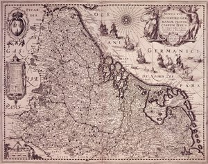 Kort over provinsen De Forenede Holland (gravering) af Pieter van den Keere