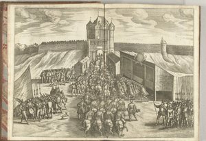 Ærkehertug Ernsts indtog ved en byport i Bruxelles, 1594 af Pieter van der Borcht (I) (attributed to)