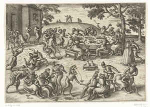 Udendørs banket Abespil (serietitel) af Pieter van der Borcht (I)