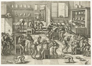Frisør- og kirurgerbutik Abespil (serietitel) af Pieter van der Borcht (I)